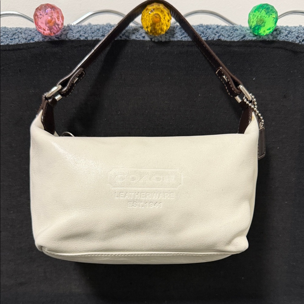 Coach Vintage mini bag leather cream off-white /dark brown leather trim